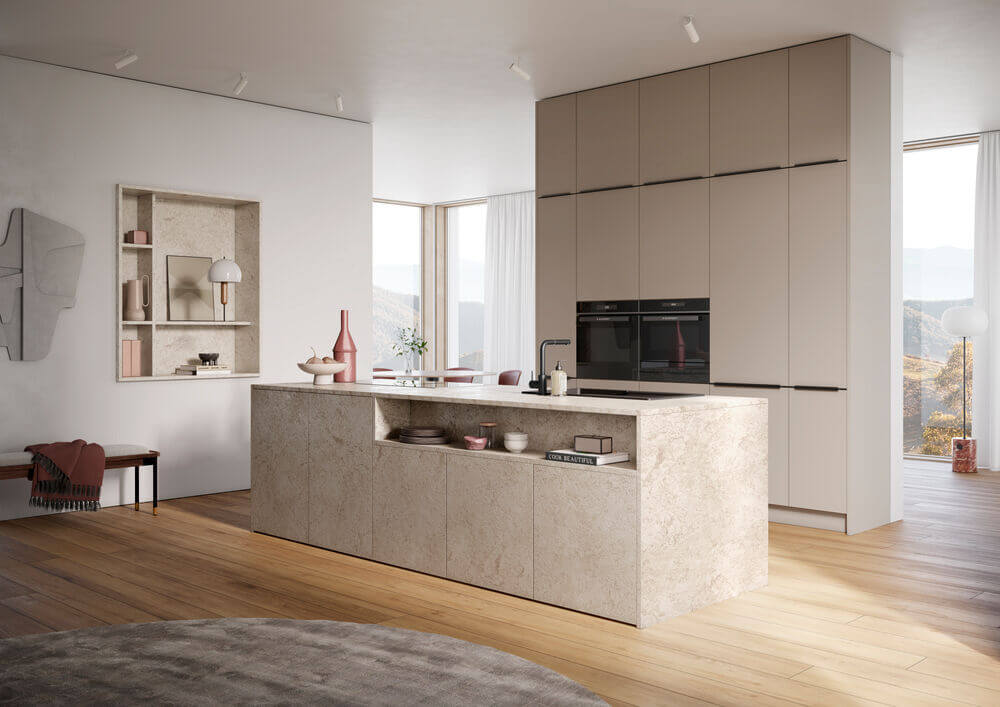 Häcker Design Inselküche Granit Beige